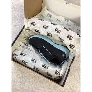 Timberland PRO Solace Max Womens 5 Black Blue Soft Toe Slip On Work Shoes NEW